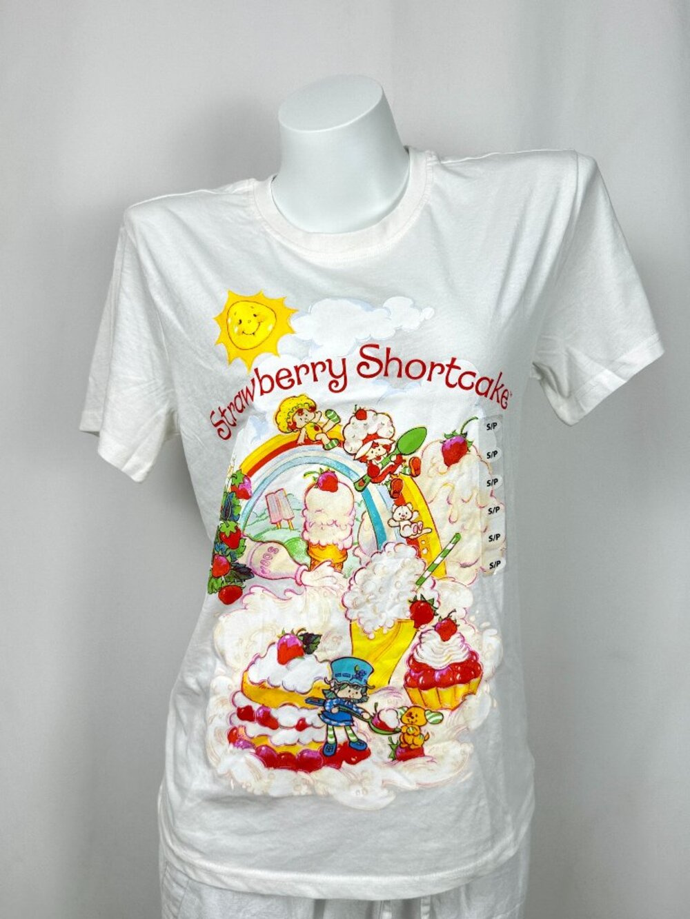 Strawberry Shortcake Graphic Tee Shirt Womens White Retro Character S M